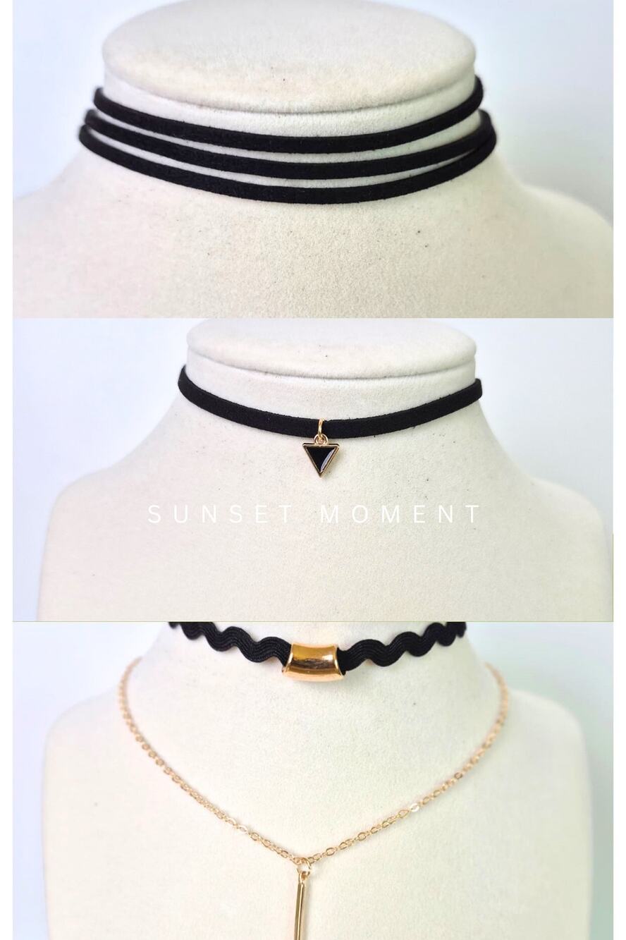 Choker Necklace Black Set of 3 New Gothic Edgy Grunge Whimsigoth